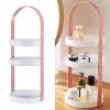 3 Tier Clear Turntable, Round Storage Rack with Integral Handle, Makeup Cosmetic Rack Organizer, Storage Round Stand for Bathroom, Kitchen, Cosmetic, Pantry(Pink) view 4