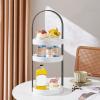 3 Tier Clear Turntable, Round Storage Rack with Integral Handle, Makeup Cosmetic Rack Organizer, Storage Round Stand for Bathroom, Kitchen, Cosmetic, Pantry(Grey) view 3