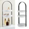 3 Tier Clear Turntable, Round Storage Rack with Integral Handle, Makeup Cosmetic Rack Organizer, Storage Round Stand for Bathroom, Kitchen, Cosmetic, Pantry(Grey) view 4