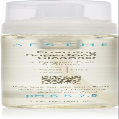 Aesthe Foaming Superfood Face Cleanser - Passionfruit & Ginger - Gentle Cleaning Formula for All Skin Types - Oily, Combination, Dry, Normal, Sensitive - Remove Makeup, Cleanse, Hydrate - 7 fl oz