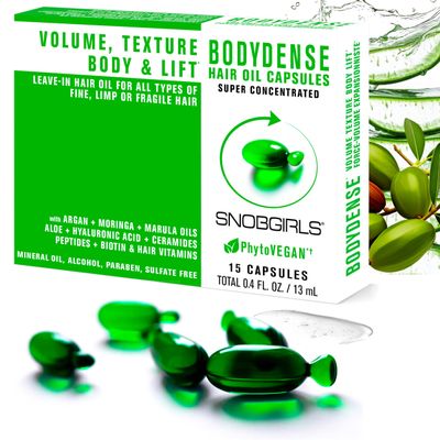 Volumizing Hair Oil Capsules  Leave-In Serum for Fine, Limp or Fragile Hair w/ Argan, Peptides & Ceramides | Mineral Oil, Sulfate and Paraben Free, Vegan | Fuller-Looking Body & Shine | 15Ct