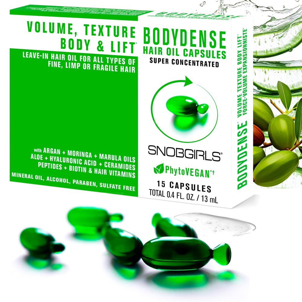 Volumizing Hair Oil Capsules  Leave-In Serum for Fine, Limp or Fragile Hair w/ Argan, Peptides & Ceramides | Mineral Oil, Sulfate and Paraben Free, Vegan | Fuller-Looking Body & Shine | 15Ct