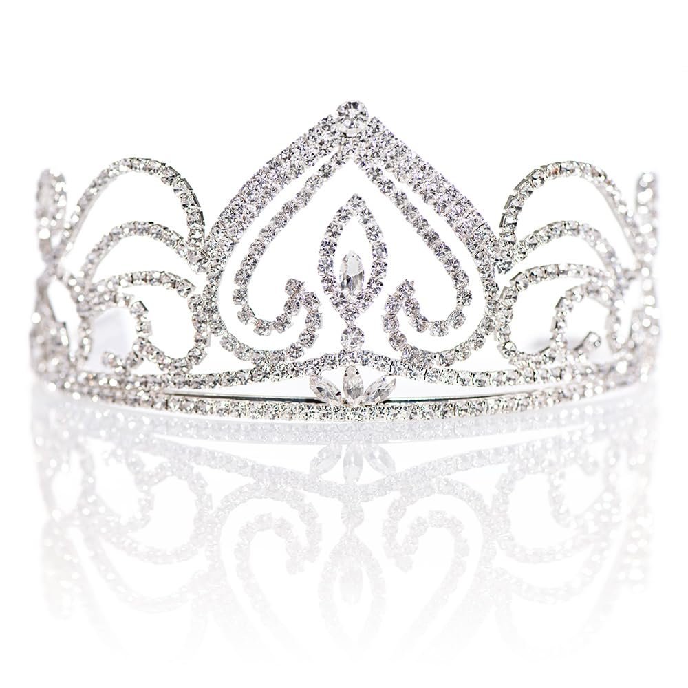 Anderson's Eloise Rhinestone Tiara, 3-Inch Silver Crown with Sparkling Clear Rhinestones for Weddings, Proms, Homecoming, Pageants & Special Events, Adjustable Fit with Comfort Combs
