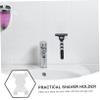 DOITOOL 2pcs shelfs Hooks shavers for Men Razors for Men Razor Brush Holder Stand Wall Mounted Holder Sticky Hook Bracket Shaving Brush Man Stainless Steel Storage Plastic view 2