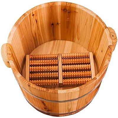 Scpantkend Pedicure Foot Spa Wooden Foot Washing Bucket, Household Foot Soaking Basin, Pain Fatigue Relief Sauna Foot Washing Barrel (Color : 2)