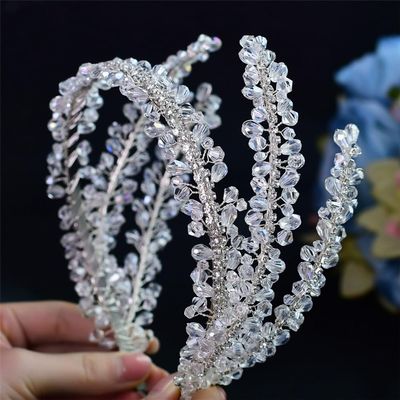 Niiyyjj Pearl Hair Bands Hair Jewelry Rhinestone Headbands Women Tiara Wedding Headpieces Bride Headband HP382-Silver