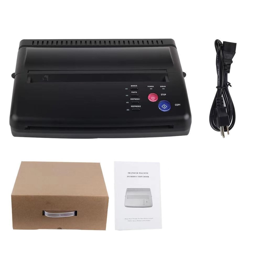 HYQFSAD Machine Tattoo Copier for Tattoo Artists, Mini Black Thermal Transfer Machine for Emporary and Permanent Tattoo Supplies, Inkless Transfer Thermal Copier