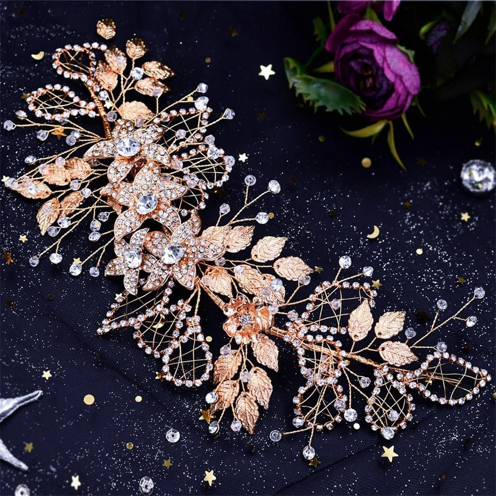 Niiyyjj Bridal Hair Accessories Wedding Bridal Comb Headwear Rhinestone Pearls Headpiece Prom Headdress HP282-G