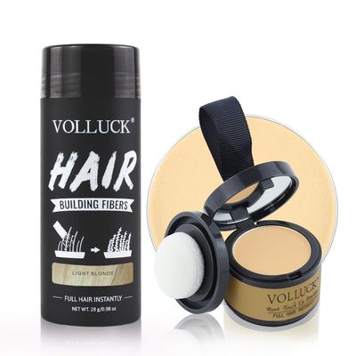VOLLUCK Root Touch Up + Hairline Shadow Powder with Hair Fibers for Thinning Hair - Light Blonde