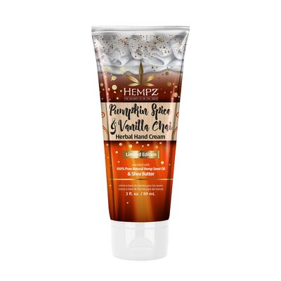 Hempz Pumpkin Spice & Vanilla Chai Moisturizing Hand Cream Lotion (3 Oz) Mini Fall Scented Travel Cream Skin Care for Women & Men, Made with Shea Butter for Combatting Dry Hands while Travelling
