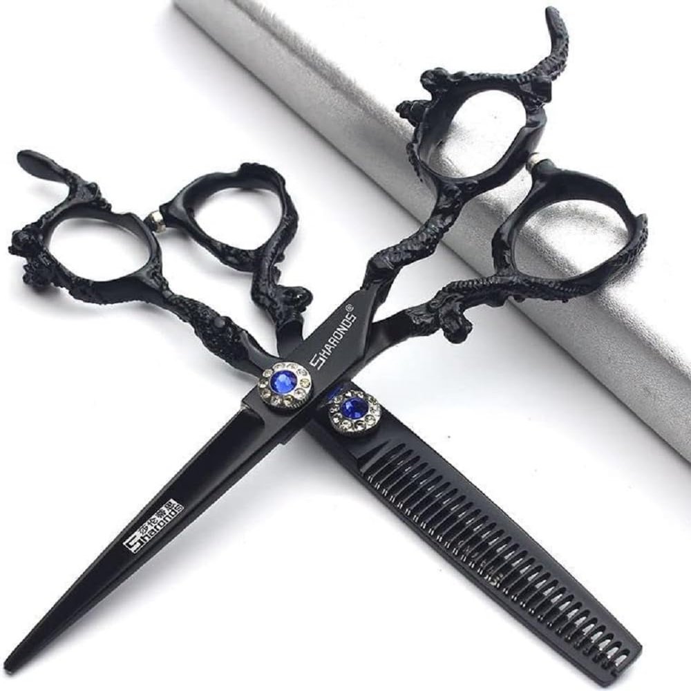 6/7/8/9-inch professional hair clipper set, stainless steel sharp hair clippers, hairdresser specific scissor(6 inches, 2 pieces-E)
