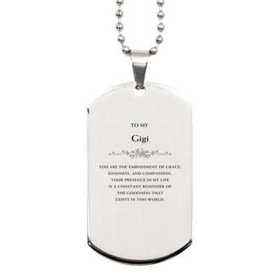 Birthday Gifts for Gigi, Personalized Gigi Silver Dog Tag, Gigi, you are the embodiment of grace, kindness, and compassion Gigi Christmas Gifts for Men Women