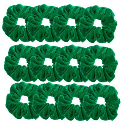 12 Pcs Large Velvet Scrunchies for Thick Long Hair Scrunchies Hair Ties Women Girls Hair Ponytail Holder (Green)