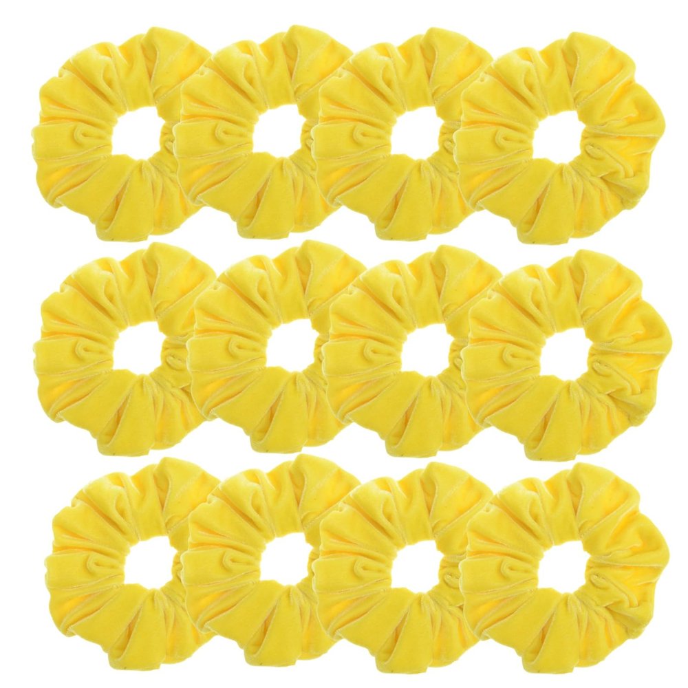 12 Pcs Large Velvet Scrunchies for Thick Long Hair Scrunchies Hair Ties Women Girls Hair Ponytail Holder (Yellow)