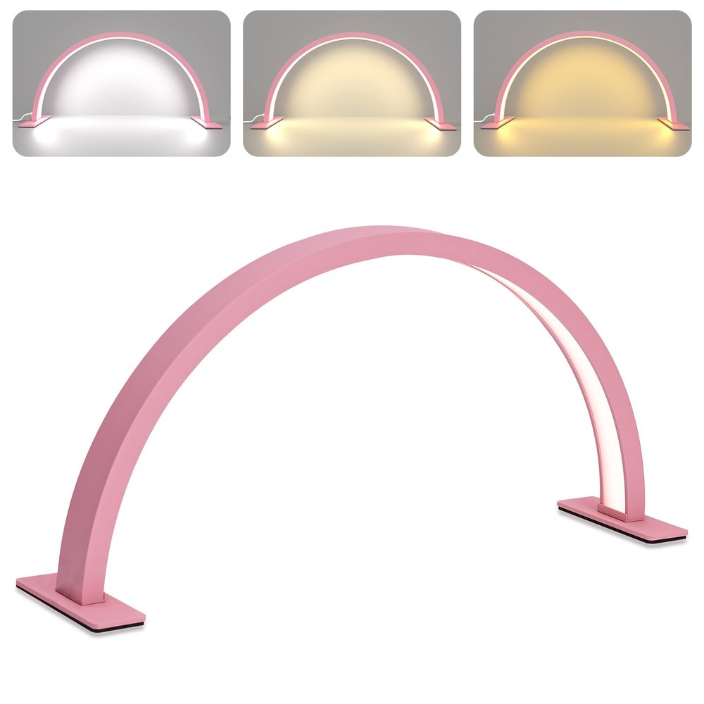 NOELNEXUS Half Moon Nail Desk Lamp, 22 Inch Half Moon Light for Nail Desk, Lash Light for Eyelash Extensions with 3 Color Temperature 3000k-6500k for Nail, Lash, Tattoo, Skincare (Pink)