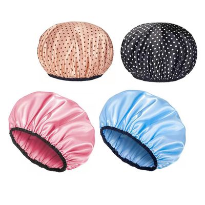 4-piece Set of Waterproof Bath Shower Cap Double-Layer Enlarged Long Hair Pullover Baked Oil Cap Solid Color Fashion Dust-Proof Cap Anti-Oil Smoke Cap.