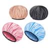 4-piece Set of Waterproof Bath Shower Cap Double-Layer Enlarged Long Hair Pullover Baked Oil Cap Solid Color Fashion Dust-Proof Cap Anti-Oil Smoke Cap. view 1