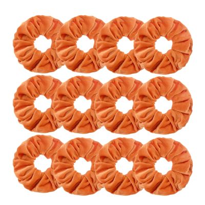 12 Pcs Large Velvet Scrunchies for Thick Long Hair Scrunchies Hair Ties Women Girls Hair Ponytail Holder (Orange)