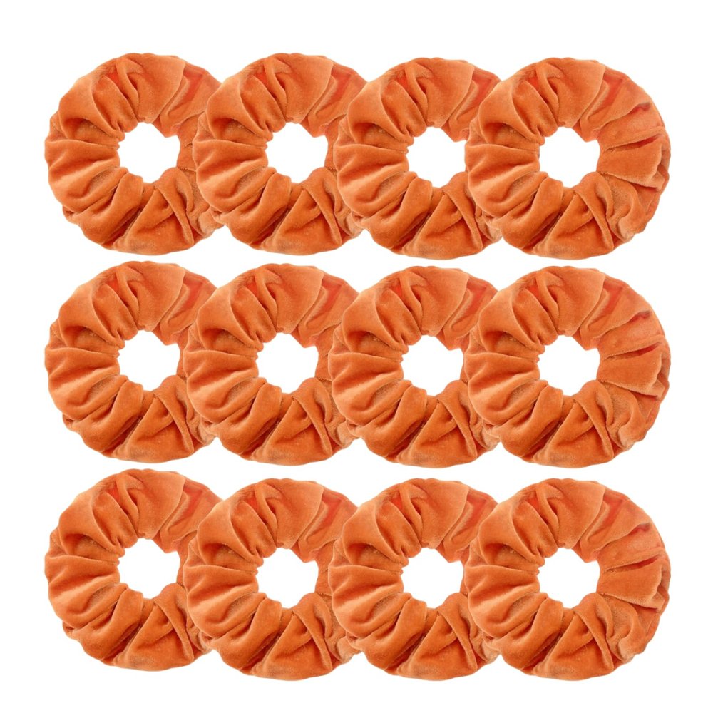 12 Pcs Large Velvet Scrunchies for Thick Long Hair Scrunchies Hair Ties Women Girls Hair Ponytail Holder (Orange)