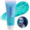 Go Ho Teal Body Glitter Gel,Mermaid Teal Face Glitter Makeup,Holographic Long Lasting Chunky Sequins Glitters for Lip Hair Nails,Festival Accessories,52g view 1