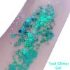 Go Ho Teal Body Glitter Gel,Mermaid Teal Face Glitter Makeup,Holographic Long Lasting Chunky Sequins Glitters for Lip Hair Nails,Festival Accessories,52g view 2