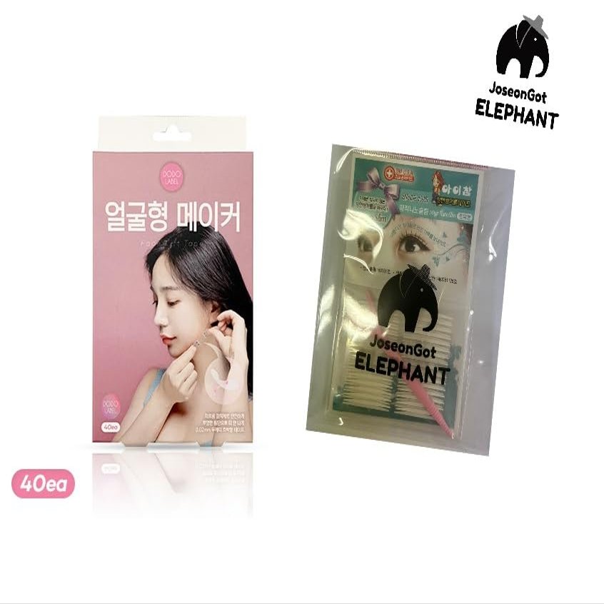 [JoseonGotElephant Bundle] Face Lifting Stickers, V Line V Shape Face label Lift up fast works Maker Double Chin Tightening Shaping Bands Lifting Band Shape + Double Eyelid uble eye lid tape ABG style
