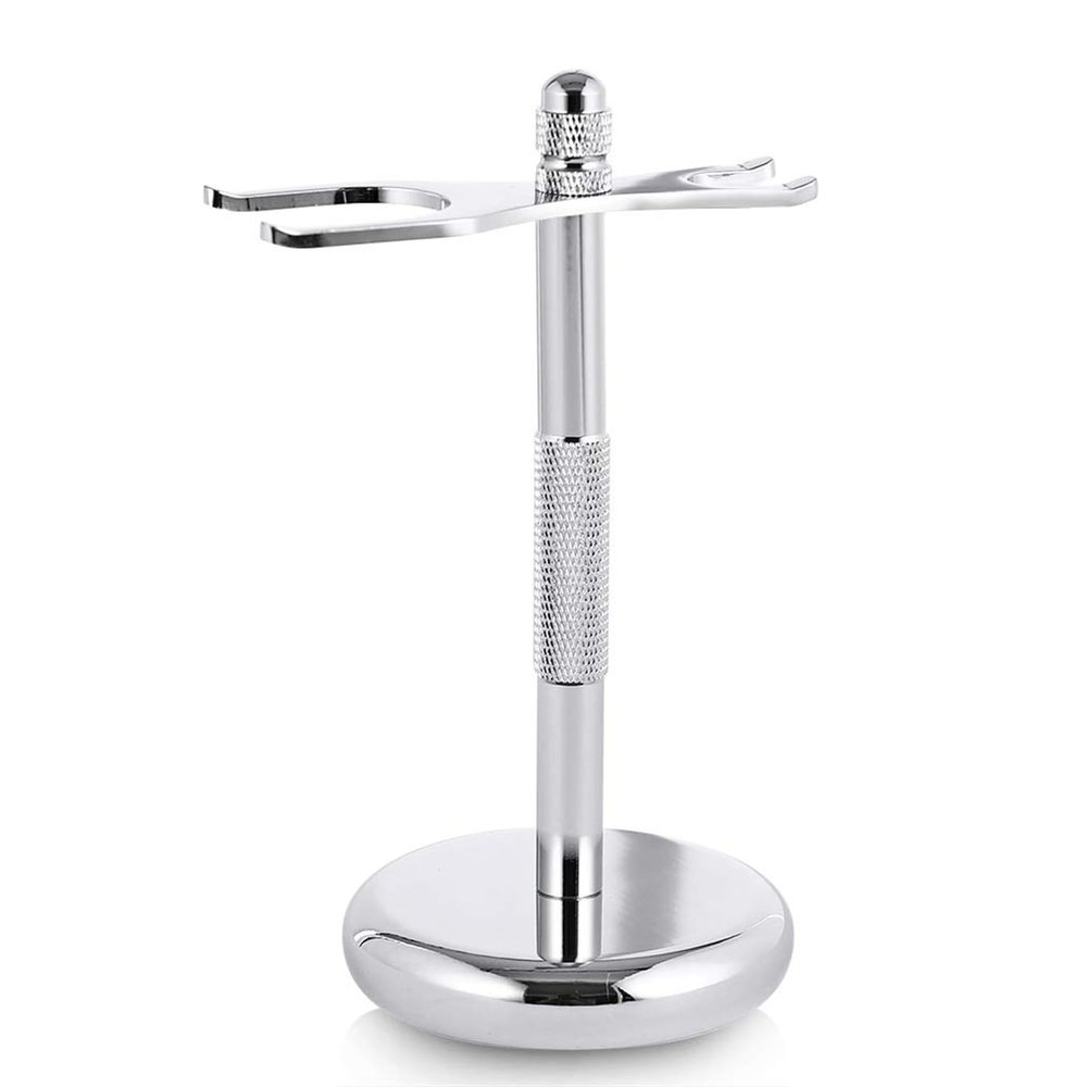 ABCISI Safety Razor Stand,Shaving Brush Stand for Men,Extra Wide Openings,Fits Most Razors and Brushes,Mental
