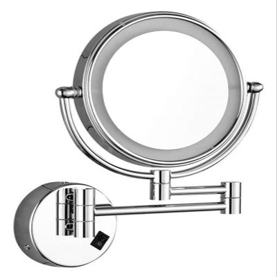 ArQray Wall-Mounted Makeup Mirror LED 8-inch Wall-Mounted Vanity Mirror Double-Sided Folding 7X Magnification Lighted Makeup Mirror