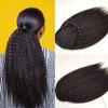 16 Inch Kinky Straight Human Hair Ponytail for Balck Women Yaki Straight Remy Human Hair Drawstring Ponytail Extension 10A Grade Afro Yaki Clip In Pony Tail Hairpiece 120g Natural Color (16 Inch) view 2