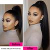 16 Inch Kinky Straight Human Hair Ponytail for Balck Women Yaki Straight Remy Human Hair Drawstring Ponytail Extension 10A Grade Afro Yaki Clip In Pony Tail Hairpiece 120g Natural Color (16 Inch) view 4
