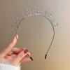 Jumwrit Silver Rhinestone Headband Happy New Year Metal Headband Nonslip Thin Princess Hair Band New Year Eve Party Headpiece for Women Girls (Style 1) view 1