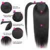 12 Inch Short Straight Human Hair Ponytail Clip in Extensions, 100% Unprocessed Brazilian Human Hair Magic Strap Wrap Around Ponytails, Magic Paste with Comb Clip on Silky Straight (12 Inch) view 2