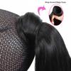 12 Inch Short Straight Human Hair Ponytail Clip in Extensions, 100% Unprocessed Brazilian Human Hair Magic Strap Wrap Around Ponytails, Magic Paste with Comb Clip on Silky Straight (12 Inch) view 3