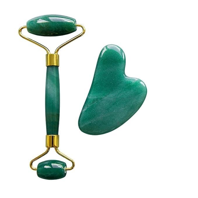 Oorjas Facial Massager Jade Roller & Gua Sha Tool With Lab Tested Certificated for Face Neck Healing Skin Wrinkles & Serum Application