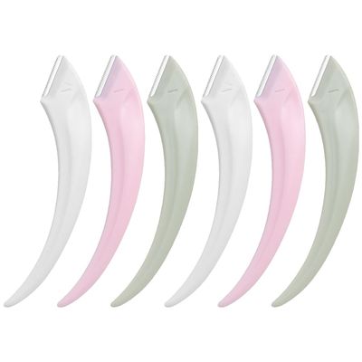 WOFASHPURET Eyebrow Razors 6-Pack Portable Facial Razors Stainless Steel Meniscus Eyebrow Trimmer Anti-Scratch Compact Hair Remover for Women and Men Travel Use