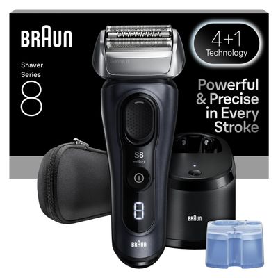 Braun Series 8 8560cc Electric Razor for Men, 4+1 Shaving Elements & Precision Long Hair Trimmer, 5in1 SmartCare Center, Close & Gentle Even on Dense Beards, Wet & Dry Electric Razor, 60min Runtime