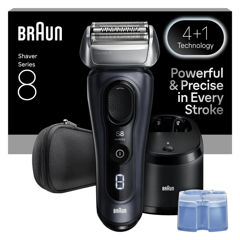 Braun Series 8 8560cc Electric Razor for Men, 4+1 Shaving Elements & Precision Long Hair Trimmer, 5in1 SmartCare Center, Close & Gentle Even on Dense Beards, Wet & Dry Electric Razor, 60min Runtime