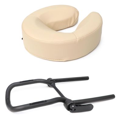 Master Massage Universal Simplicity Adjustable Massage Table Face Cradle and 3.6 Inch Universal Face Cushion/Face Pillow Set - Massage Table/Massage Chair Headrest Platform Set (Cream)