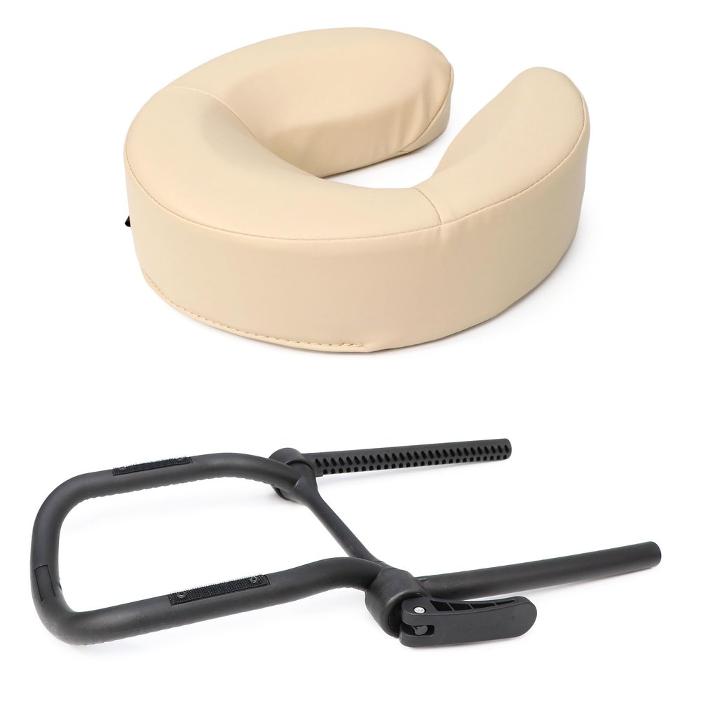 Master Massage Universal Simplicity Adjustable Massage Table Face Cradle and 3.6 Inch Universal Face Cushion/Face Pillow Set - Massage Table/Massage Chair Headrest Platform Set (Cream)
