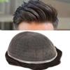 Toupee For Men Hair Piece Real Human Hair Soft Swiss Lace Front Mens Toupee Hair System For Men Protesis Capilar Para Hombre (7x9''-100% light to medium density, 220 2# DARKEST BROWN+20% GREY) view 1