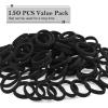 150PCS Hair Ties for Women Girls, Seamless Thick Black Hair Band, Elastic No Damage Ponytail Holder view 2