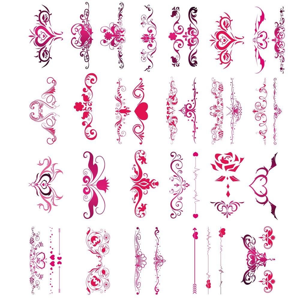 24-Sheet Naughty Temporary Tattoos for Women Ladies Girls, Flowers Temporary Tattoos Stickers, Fun for Lower Back Legs Arms Butt Stomach