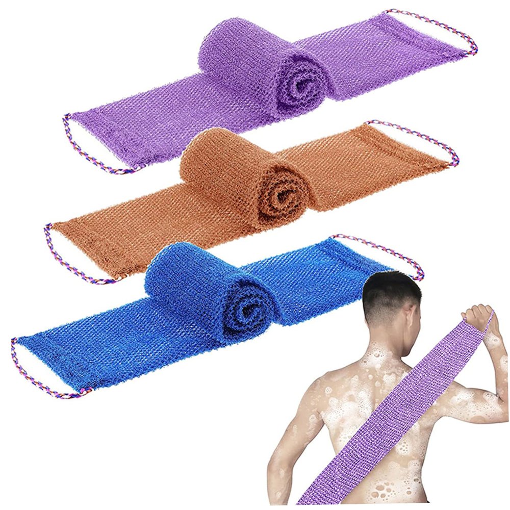 African Net Sponge 3Pcs Labor-Saving Long Widen Foldable African Net Cloth Mesh African Exfoliating Net Sponge with Hand Rope