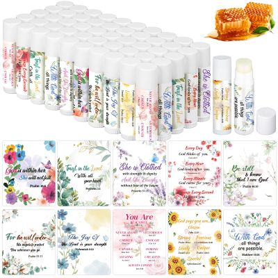 50 Pack Christmas Christian Gifts Bulk for Women Men Religious Lip Balms Bulk Church Party Favors Christmas Party Gifts Stocking Stuffers Bible Verse Study Supplies for Employee Staff Coworkers