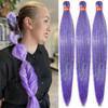 Purple Pre Stretched Braiding Hair with Tinsel Glitter 30 Inch Box Braid Hair Extensions Shinny 3 Packs Yaki Texture Pre Feathered Festival Braids Hair view 1