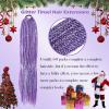 Purple Pre Stretched Braiding Hair with Tinsel Glitter 30 Inch Box Braid Hair Extensions Shinny 3 Packs Yaki Texture Pre Feathered Festival Braids Hair view 4