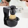 3-in-1 Shaving Brush and Bowl Set, Shaving Kit for Men, Includes Badger Hair Shaving Brush Shaving Bowl and Brush Holder Shaving Brush Set, Black view 4
