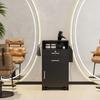Thrinian Upgrade Black Rolling Salon Station Beauty Cabinet Spa Locking Storage Trolley with 2-Drawer & 2 Hair Dryer Holders & 1 Spacious Cabinet for Stylist Hair Salon Barber Shops view 3