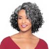 Foxy Silver Martina Wig Color 1B - 11" Long Curly Side Part Fusion Heat Resistant Synthetic J Part African American Average Cap Bundle Maxwigs Hairloss Booklet view 1