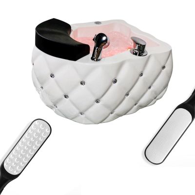 Acrylic Massage Footbath Nail Salon Pedicure Bathtub can Automatically Drain and Adjust Hot and Cold Water Colorful Light Surfing Best Pedicure at Home Spa Treatment (Color : Gloss White, Size : 65*